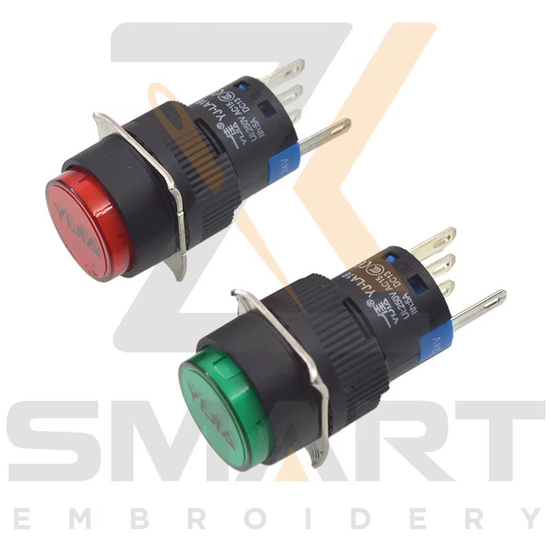 Tombol Switch Dengan Lampu Kembali Sendiri Bahagian Mesin Embroidery China EDH06-YJ-LA16G EDH06-YJ-LA16R